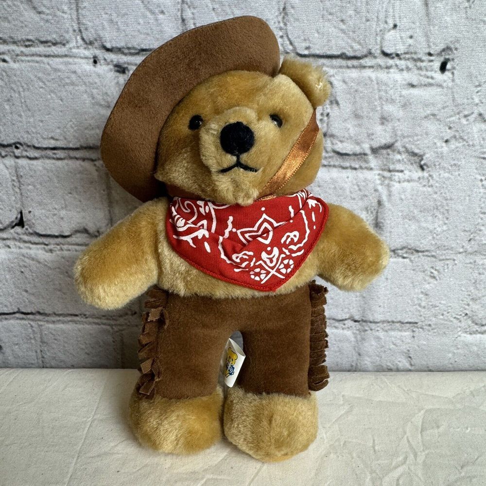 Vintage 1987 R. Dakin & Company Cowboy Bronco 8" Bear Plush Stuff Animal‎